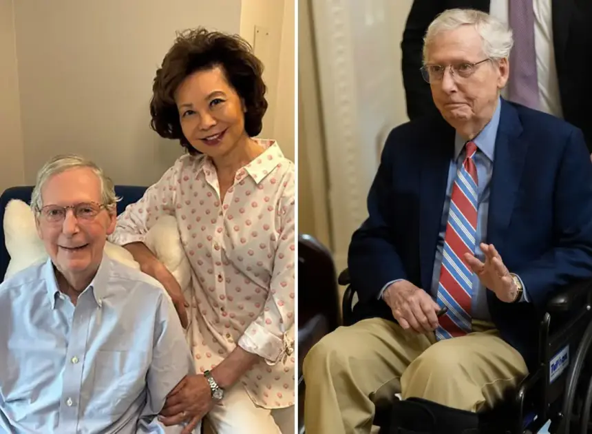 Mitch McConnell grins beside wife Elaine Chao in new photo as he recovers from a fall