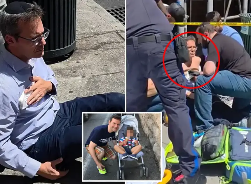 Jewish victim clutches his chest after Upper West Side maniac stabbed him with screwdriver: video