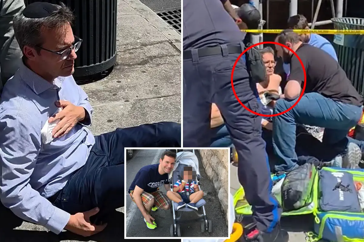 Jewish victim clutches his chest after Upper West Side maniac stabbed him with screwdriver: video