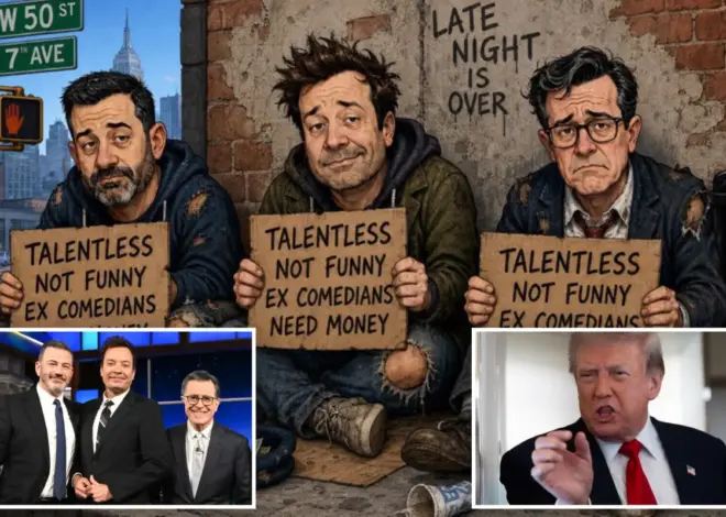 Trump mocks Kimmel, Fallon, Colbert with cartoon of comedians begging for money as he ramps up late-night criticism