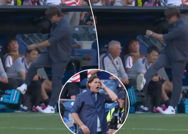 Heated USMNT coach Mauricio Pochettino takes out frustrations on water bottles after second  Belgium goal