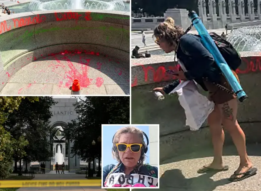 Suspect charged with vandalizing DC World War II memorial with bubble soap, red graffiti