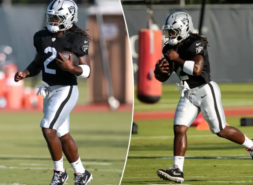Raiders RB Ashton Jeanty suffers leg injury, helped off field as stunned team looks on