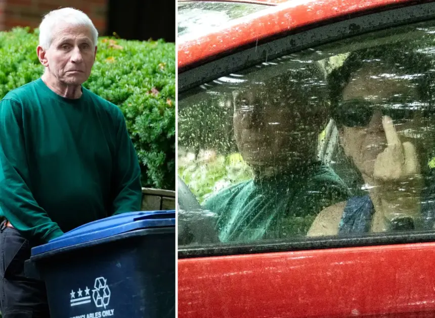 Fauci’s fed-up wife flips the bird as ex-top doc miserably takes out trash hours after contempt vote