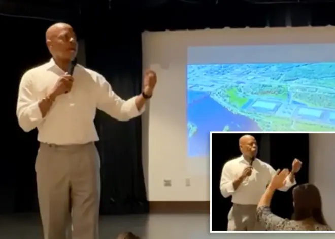 Ex-NYC Mayor Eric Adams mercilessly heckled as he tries to pitch Wisconsin town on AI data center: video
