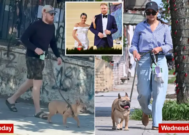 Exclusive | In the doghouse! AOC’s sad sack ex Riley Roberts walks their pooch in first look since split news
