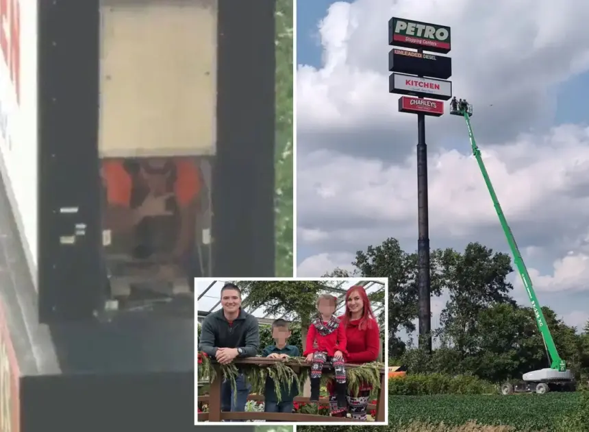 Electrician trapped for hours in 130-foot-high sign had recorded ‘final words’ for wife and kids