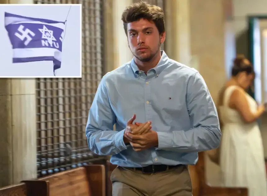 NYU student accused of raising swastika flag at campus site dedicated to Jewish donor shows face in Manhattan court