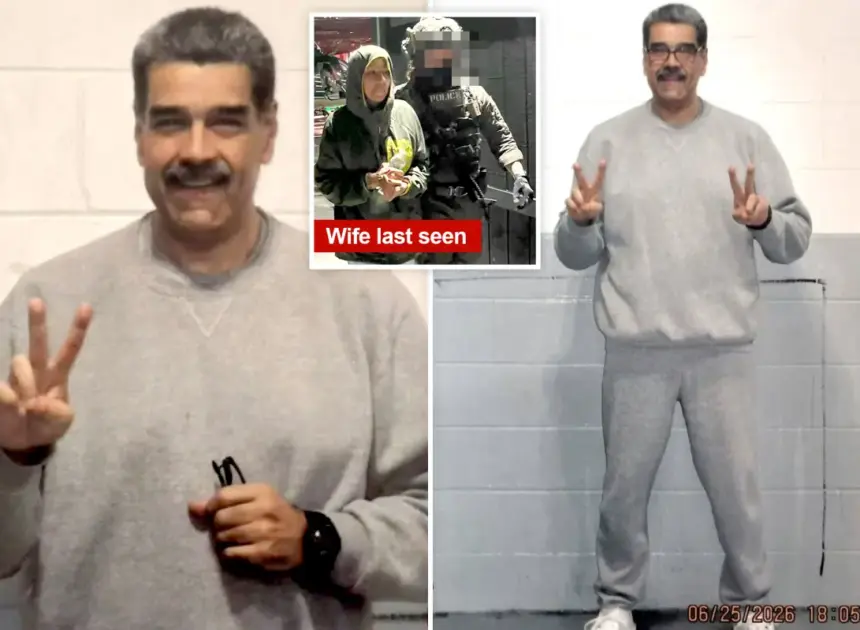 Slimmed-down Nicolas Maduro flashes smile, peace sign in new jail pics