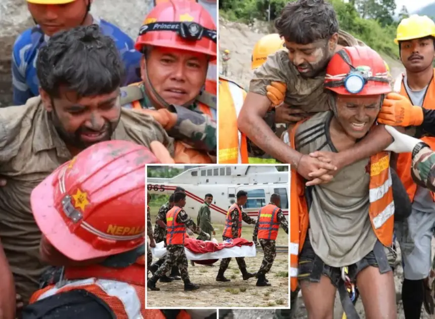 Two trapped workers rescued from hydropower tunnel 9 days after Nepal floods