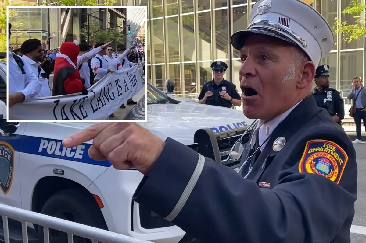 NY firefighter goes viral after ripping into ‘anti-American’ protester wrapped in Palestinian flag near Ground Zero