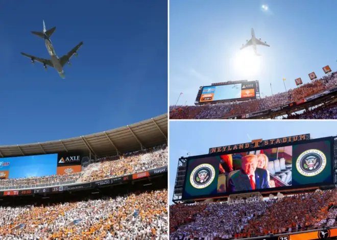 Air Force One does majestic flyover before Trump attends highly anticipated Texas-Tennessee game