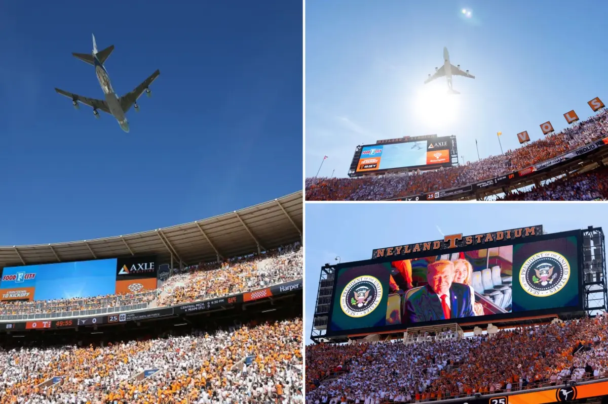 Air Force One does majestic flyover before Trump attends highly anticipated Texas-Tennessee game