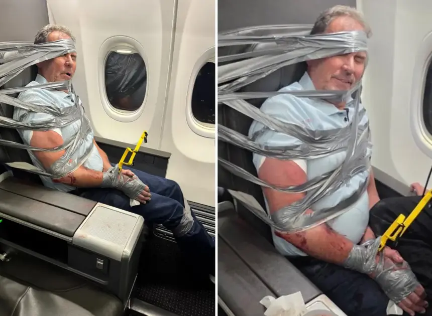 Duct-taped airline passenger reveals what he drank before alleged racist outburst