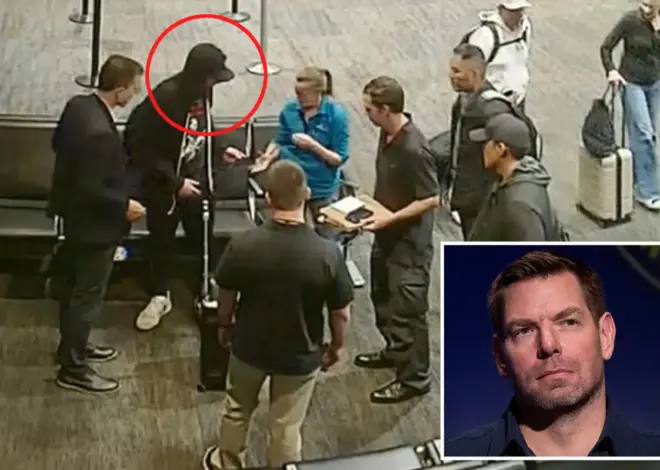 Exclusive | Moment disgraced Eric Swalwell is surrounded by FBI agents at San Francisco airport