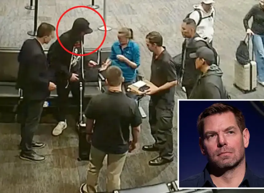 Exclusive | Moment disgraced Eric Swalwell is surrounded by FBI agents at San Francisco airport