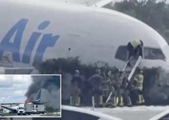 Miami firefighters seen climbing into Amazon cargo jet after shouting on dispatch ‘The plane is on fire’