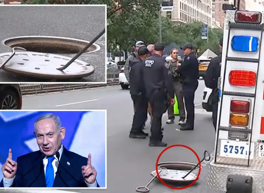 Trio spotted emerging from manhole just steps from NYC hotel where Netanyahu set to stay