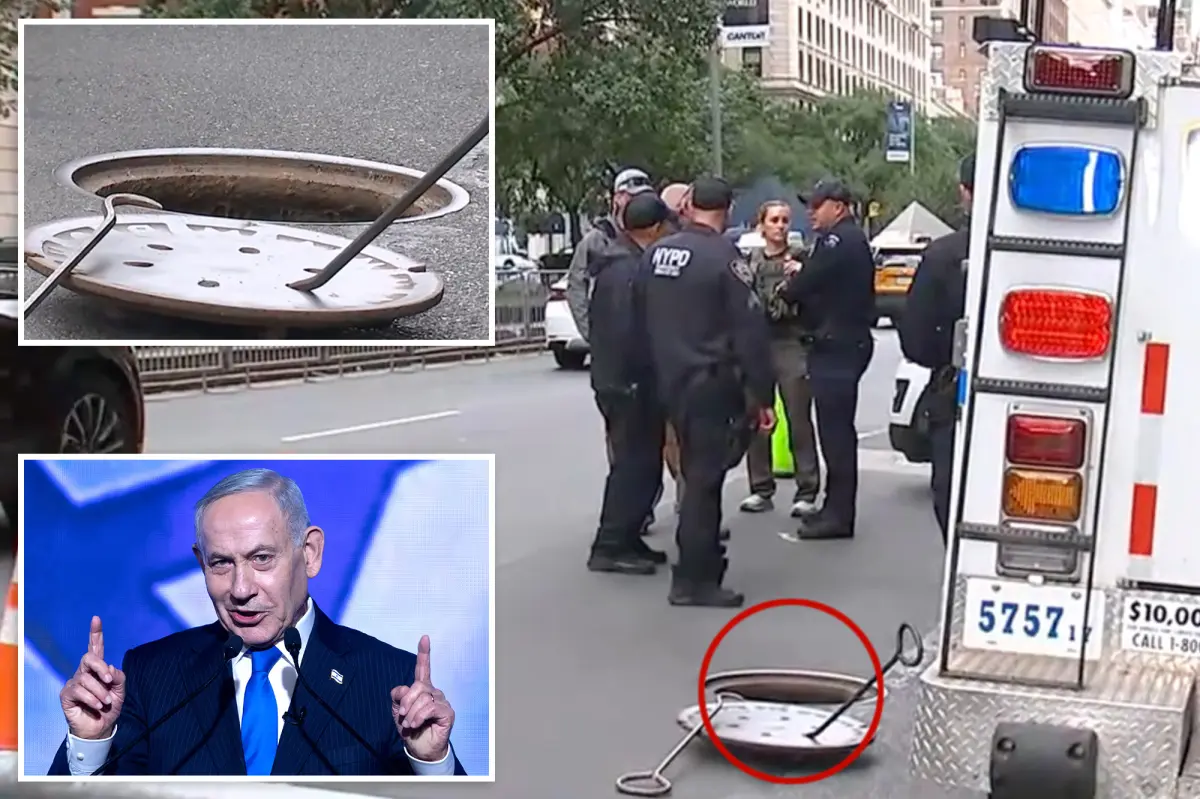 Trio spotted emerging from manhole just steps from NYC hotel where Netanyahu set to stay