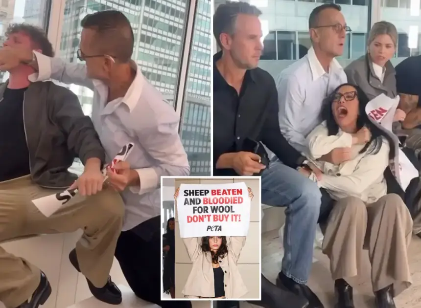 NYFW honcho tackles PETA protesters in wild caught-on-video scene in front of A-listers 