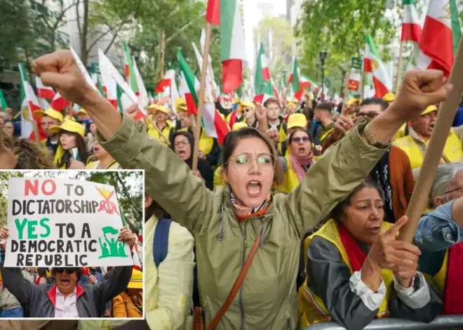 Protesters gather outside UN to demand an end to Iranian regime, political executions