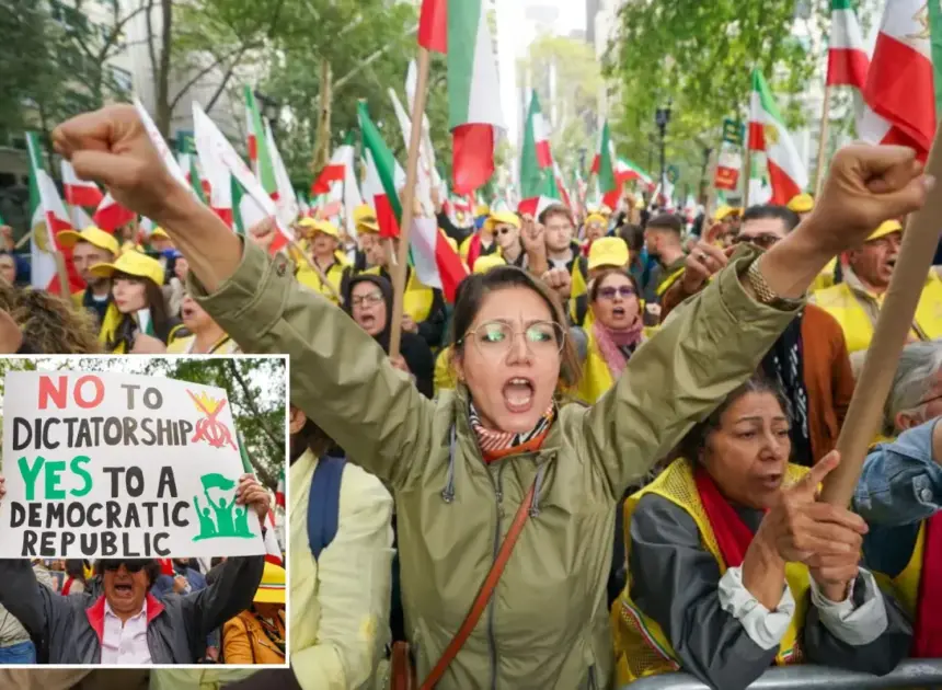 Protesters gather outside UN to demand an end to Iranian regime, political executions
