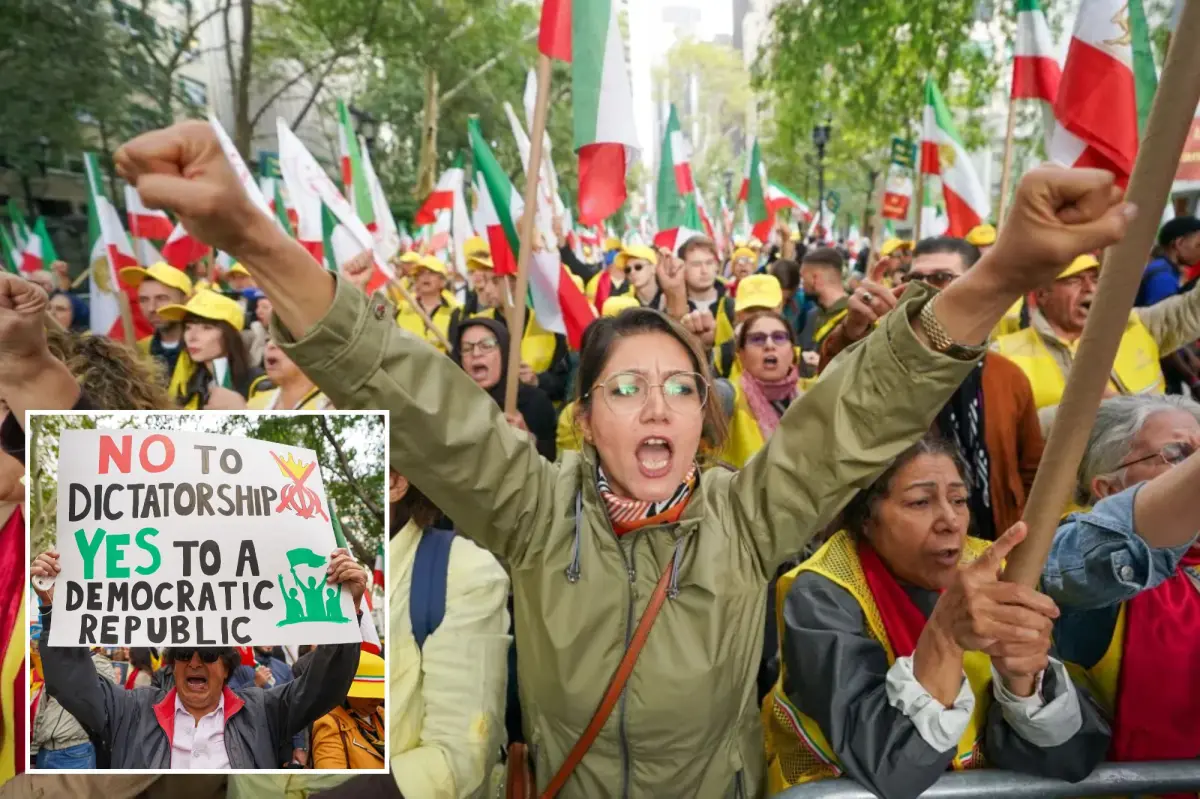 Protesters gather outside UN to demand an end to Iranian regime, political executions