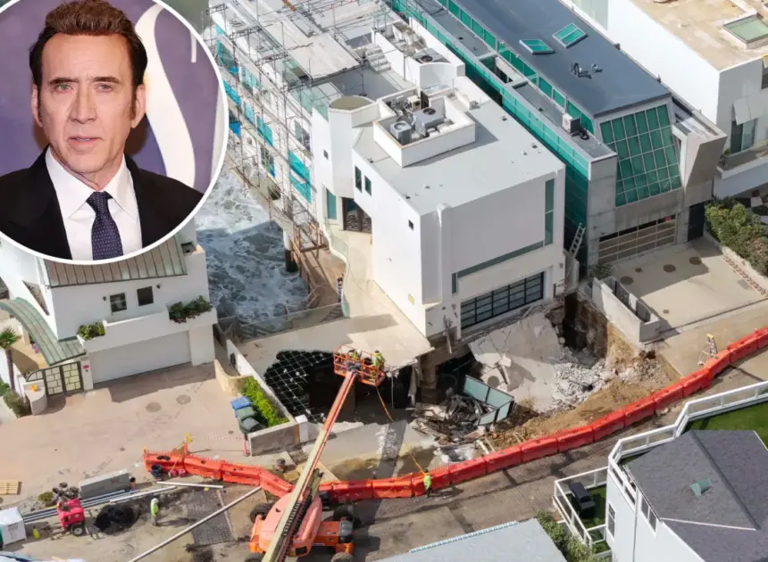 Nicolas Cage’s $10.5M Malibu mansion remains on edge of collapse week after massive sinkhole opened up