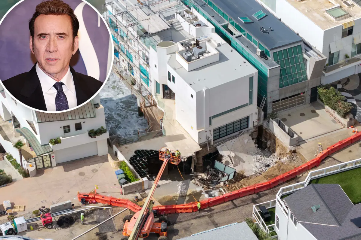Nicolas Cage’s $10.5M Malibu mansion remains on edge of collapse week after massive sinkhole opened up