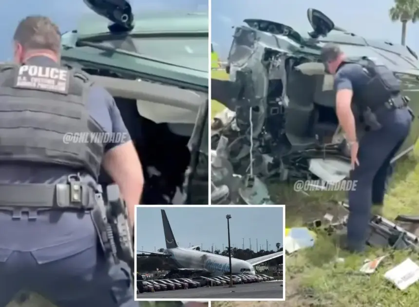 Dramatic footage shows moment stunned cops find survivor in mangled car after Amazon plane crash: ‘We’ve got one breathing!’
