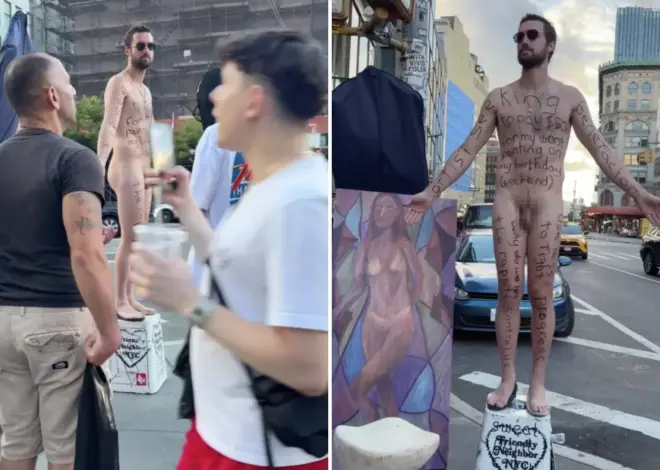 Exclusive | Shameless NYC artist goes fully naked for 3-day sidewalk stunt — left New Yorkers irate: ‘I wouldn’t be flaunting that’