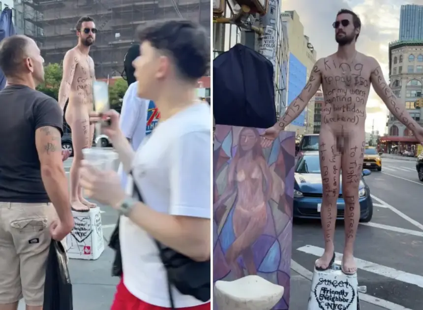 Exclusive | Shameless NYC artist goes fully naked for 3-day sidewalk stunt — left New Yorkers irate: ‘I wouldn’t be flaunting that’