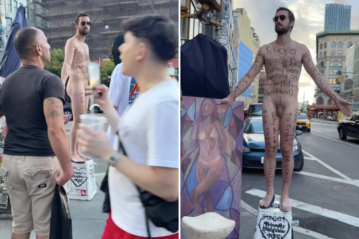 Exclusive | Shameless NYC artist goes fully naked for 3-day sidewalk stunt — left New Yorkers irate: ‘I wouldn’t be flaunting that’