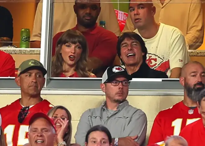 Taylor Swift takes in Travis Kelce’s Chiefs opener next to Tom Cruise