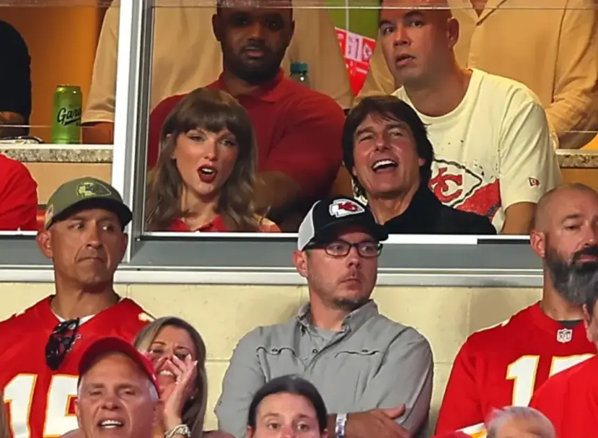 Taylor Swift takes in Travis Kelce’s Chiefs opener next to Tom Cruise