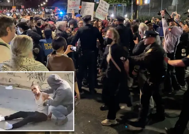 Anti-ICE protesters, cops clash outside NYC hospital where wounded ‘criminal migrant’ recovering after an agent shot him