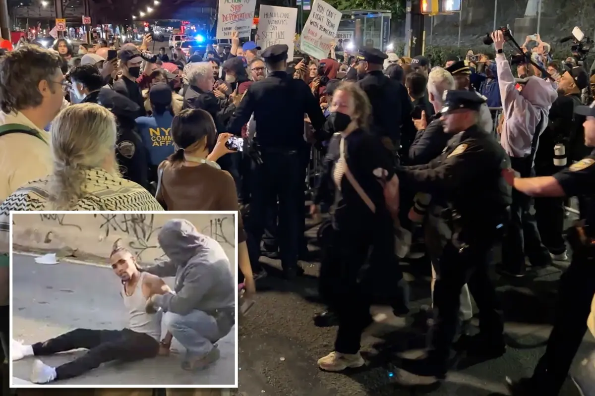 Anti-ICE protesters, cops clash outside NYC hospital where wounded ‘criminal migrant’ recovering after an agent shot him