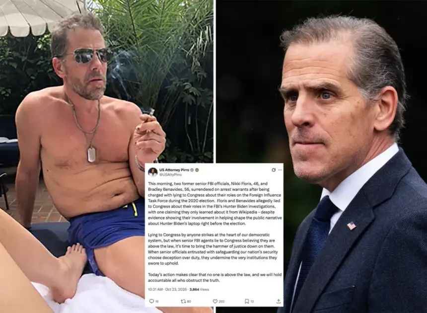 FBI officials who covered up Hunter Biden laptop charged for lying to Congress
