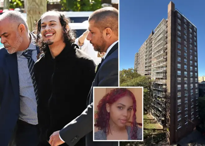 Monster accused of pushing girlfriend, baby off NYC balcony flashes demonic grin as he’s hauled away by cops