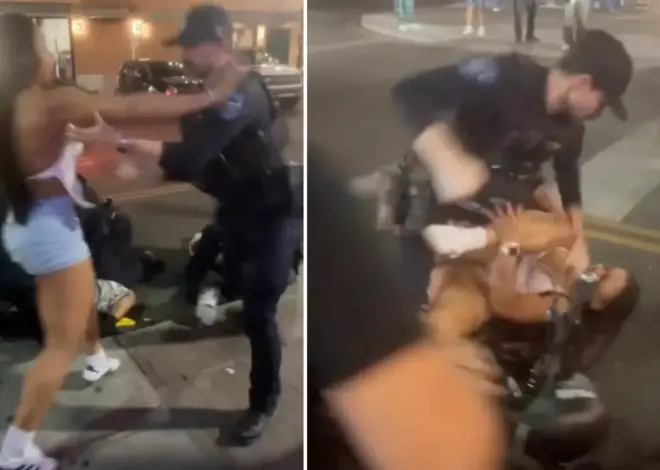 Viral video captures Arizona State cheerleader being shoved to ground, pummeled by cops as she tries to stop arrest