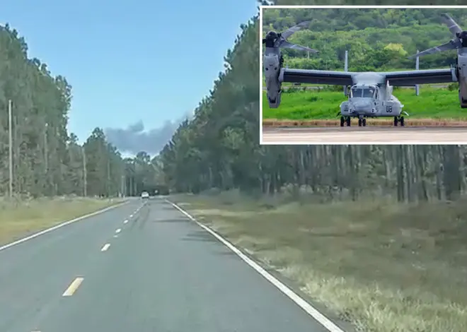 Military aircraft carrying four Marines bursts into flames, hard-lands in North Carolina: reports