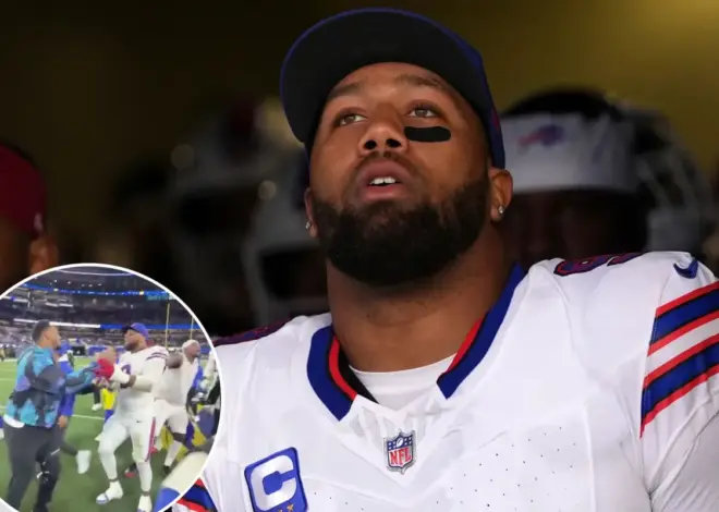Bills’ Bradley Chubb restrained by teammates during wild postgame altercation with Rams